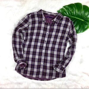 Prana Purple Plaid Flannel Button Down